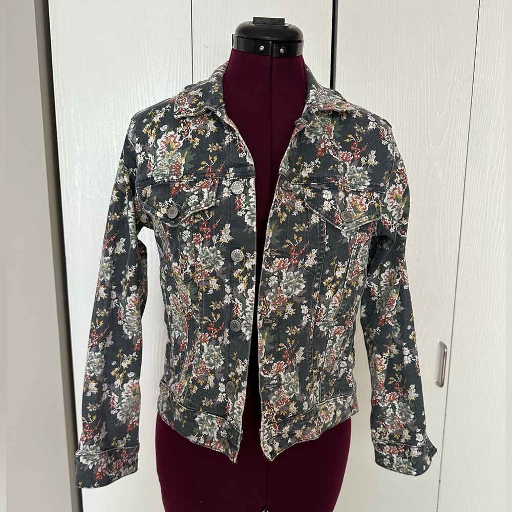 Lucky Brand Floral Tomboy Denim Jacket S